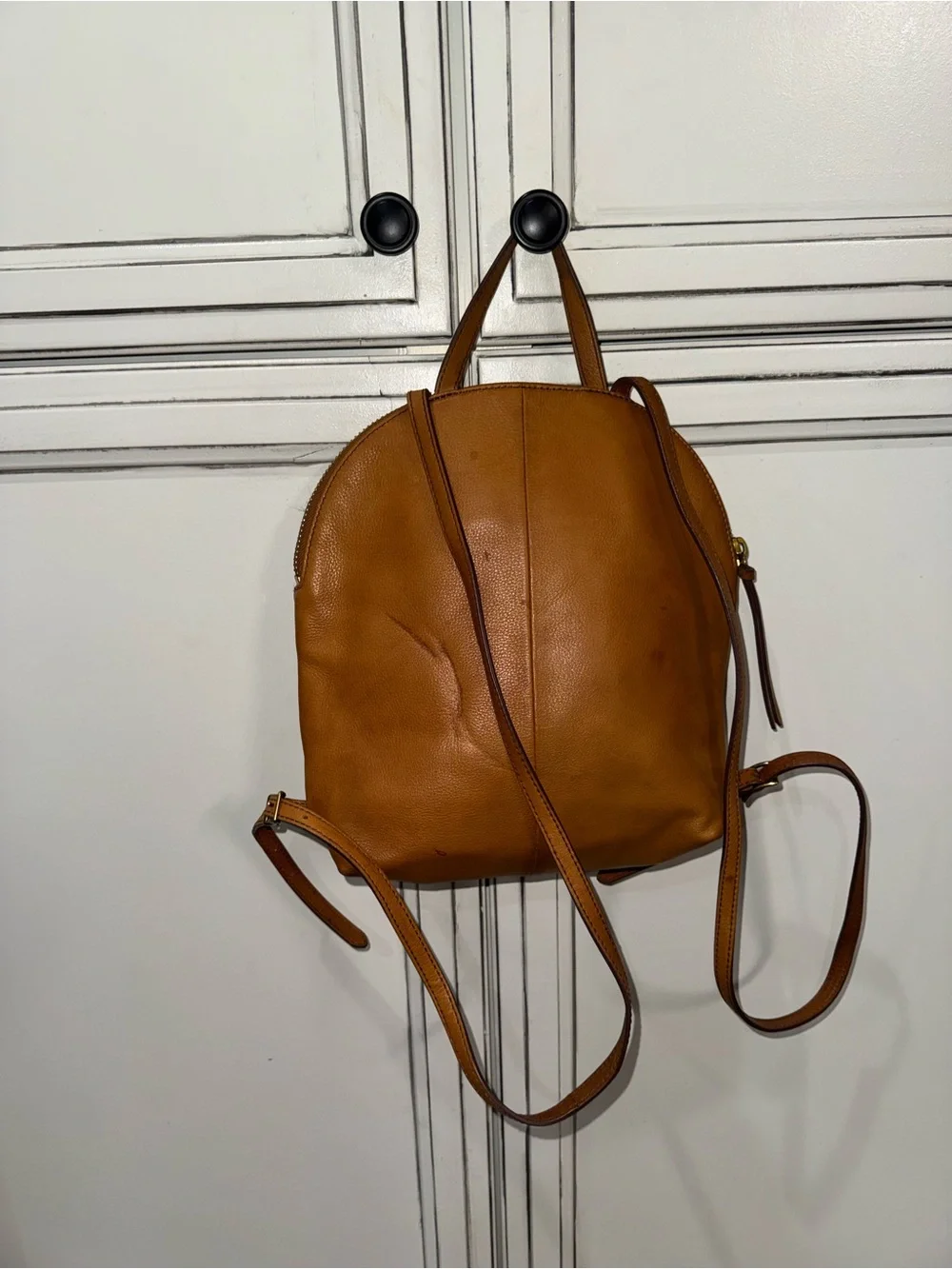 Vintage Margot New York cognac caramel suede leather backpack bag